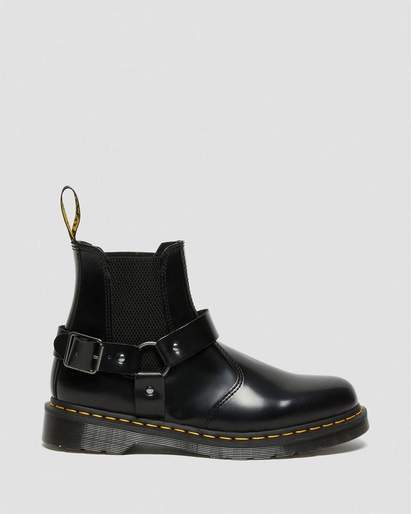 Black Women's Dr Martens Wincox Smooth Leather Buckle Ankle Boots | CA 73KOR